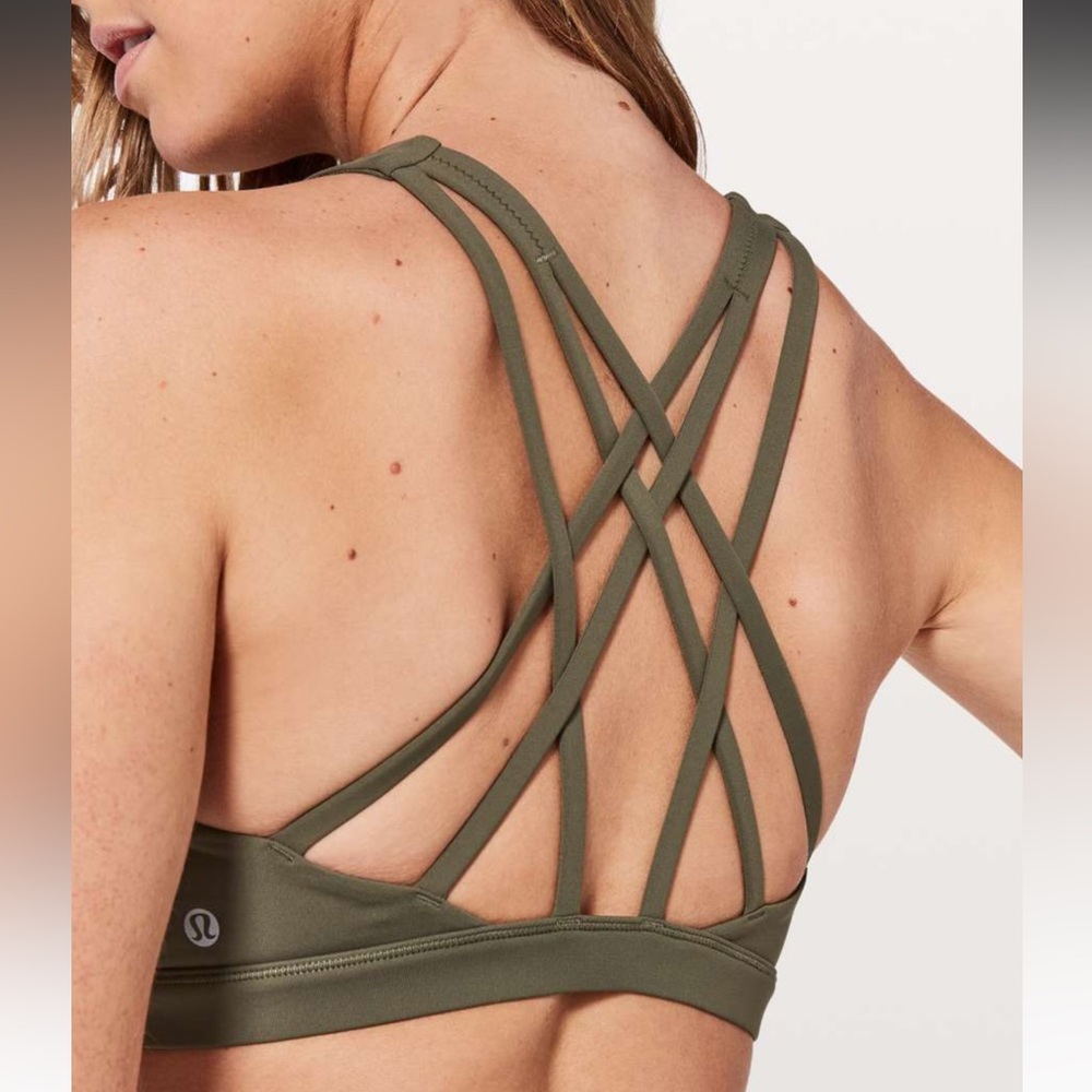 LULULEMON Free To Be Serene Multi-Strap Sports Bra Sage Color GUC